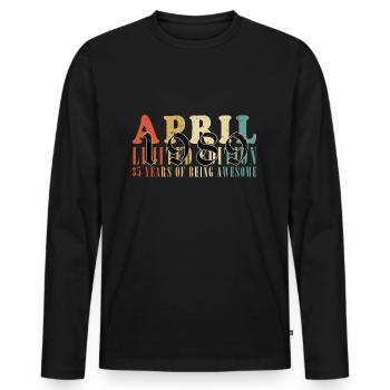 1989 Avril 1989 Jubilé Avril 1989 Avril - T-shirt manches longues Premium bio Homme - noir - Devant - Nico (187cm)