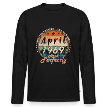 Avril 1969 Anniversaire Avril 1969 Avril - T-shirt manches longues Premium bio Homme - noir - Devant - Nico (187cm)