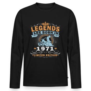 Motard Motard Motard Né en 1971 - T-shirt manches longues Premium bio Homme - noir - Devant - Nico (187cm)