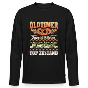 Limitierte Auflage 2000 24-jähriges Jubiläum - Männer Premium Bio Langarmshirt - Schwarz - Vorne - Nico (187cm)
