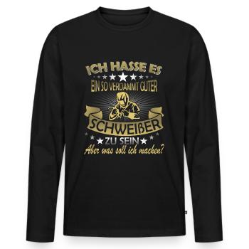 Schweißen Schweißer Spruch - Männer Premium Bio Langarmshirt - Schwarz - Vorne - Nico (187cm)