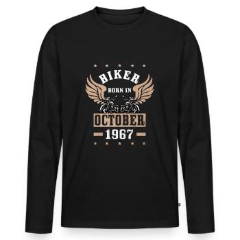1967, 57 Jahre alt, 57, 57. Geburtstag, 57. Geburt - Männer Premium Bio Langarmshirt - Schwarz - Vorne - Nico (187cm)