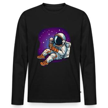 Astronaut Sonnensystem Planeten Eis Eiskugeln - Männer Premium Bio Langarmshirt - Schwarz - Vorne - Nico (187cm)