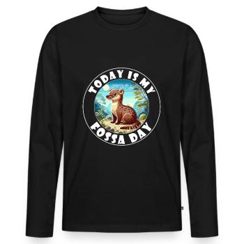 Dicton Fossa - Aujourd’hui, c’est mon jour Fossa - T-shirt manches longues Premium bio Homme - noir - Devant - Nico (187cm)