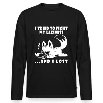 Wolf Morning Grouch Laziness Chilling Lazy Sleep - Men's Premium Organic Long Sleeve Shirt - black - Front - Nico (187cm)