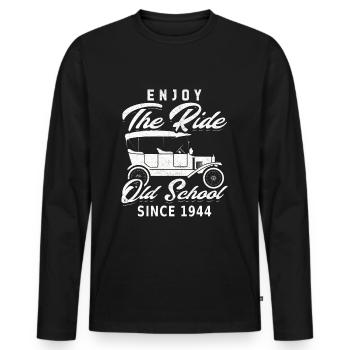 Old School 1944 - Born 1944 - Men's Premium Organic Long Sleeve Shirt - black - Front - Nico (187cm)