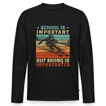 Schulkinder Freestyle Skifahrer Skiing Geschenk - Männer Premium Bio Langarmshirt - Schwarz - Vorne - Nico (187cm)