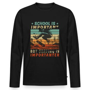 Student Skateboarder - Skateboard as Education - Men's Premium Organic Long Sleeve Shirt - black - Front - Nico (187cm)