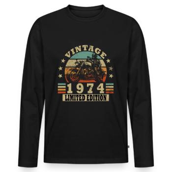 Motard Motard Moto Né En 1974 - T-shirt manches longues Premium bio Homme - noir - Devant - Nico (187cm)