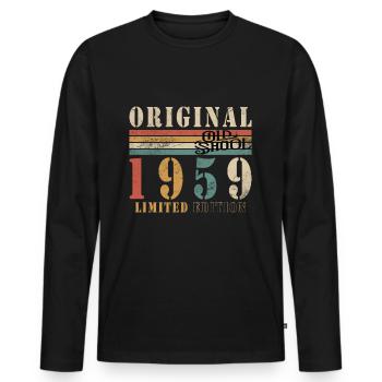 Old School 1959 - Born 1959 - Men's Premium Organic Long Sleeve Shirt - black - Front - Nico (187cm)