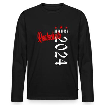 Abschluss 2024 Realschule - Männer Premium Bio Langarmshirt - Schwarz - Vorne - Nico (187cm)