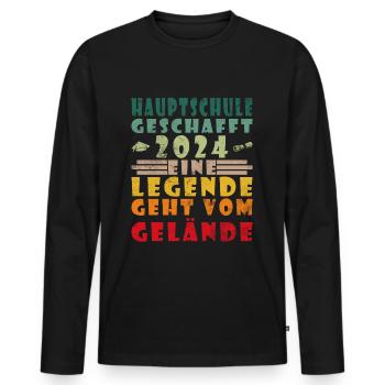 Hauptschulabschluss Abschluss Hauptschule 2024 - Männer Premium Bio Langarmshirt - Schwarz - Vorne - Nico (187cm)