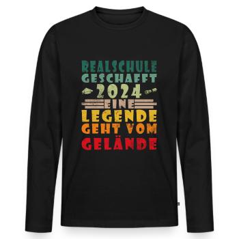 Realschule Junge Mädchen Realschule 2024 - Männer Premium Bio Langarmshirt - Schwarz - Vorne - Nico (187cm)