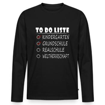 To do Liste - Abschluss Realschule lustig - Männer Premium Bio Langarmshirt - Schwarz - Vorne - Nico (187cm)