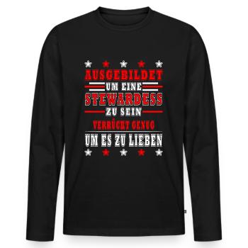 Flugbegleiterin Stewardess im Urlaub / Ferien - Männer Premium Bio Langarmshirt - Schwarz - Vorne - Nico (187cm)