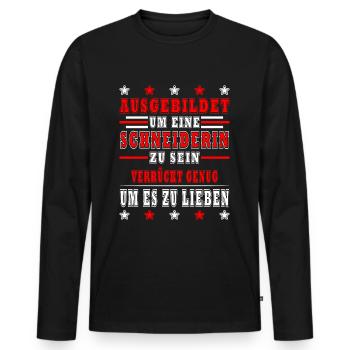 Schneiderin Näherin Nähmaschine Geschenk - Männer Premium Bio Langarmshirt - Schwarz - Vorne - Nico (187cm)