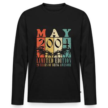 Mai 2004 Anniversaire Mai 2004 Cadeau Mai 2004 Mai - T-shirt manches longues Premium bio Homme - noir - Devant - Nico (187cm)