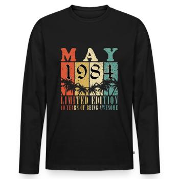 May 1984 Birthday Present May 1984 May - Men's Premium Organic Long Sleeve Shirt - black - Front - Nico (187cm)