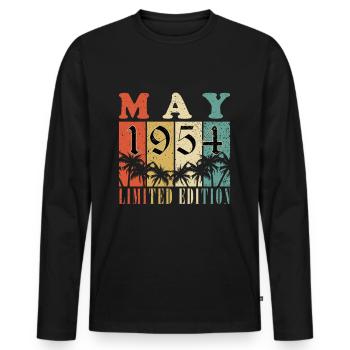 Mai 1954 Anniversaire Mai 1954 Mai - T-shirt manches longues Premium bio Homme - noir - Devant - Nico (187cm)