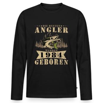 Angler 1984 Geburtstag Angeln Angelschein - Männer Premium Bio Langarmshirt - Schwarz - Vorne - Nico (187cm)