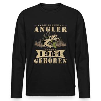 Angler 1964 Geburtstag Angeln Angelschein Geschenk - Männer Premium Bio Langarmshirt - Schwarz - Vorne - Nico (187cm)
