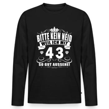 43 Birthday 43 years old 43 years old 43 years old - Men's Premium Organic Long Sleeve Shirt - black - Front - Nico (187cm)