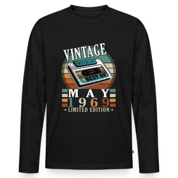 Mai 1969 - Millésime 1969 Jubilé - Mai 1969 - T-shirt manches longues Premium bio Homme - noir - Devant - Nico (187cm)