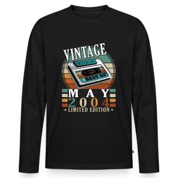 May 2004 - Year 2004 Anniversary - May 2004 - Men's Premium Organic Long Sleeve Shirt - black - Front - Nico (187cm)