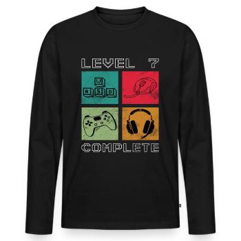Niveau 7 Anniversaire de jeu complet - T-shirt manches longues Premium bio Homme - noir - Devant - Nico (187cm)