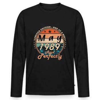 Mai 1989 Mai - Jubilé Mai 1989 - T-shirt manches longues Premium bio Homme - noir - Devant - Nico (187cm)