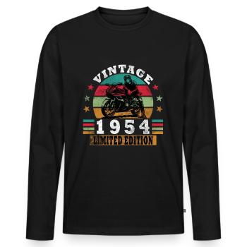 1954 Jubiläum Vintage Biker-Motorrad Jahrgang 1954 - Männer Premium Bio Langarmshirt - Schwarz - Vorne - Nico (187cm)