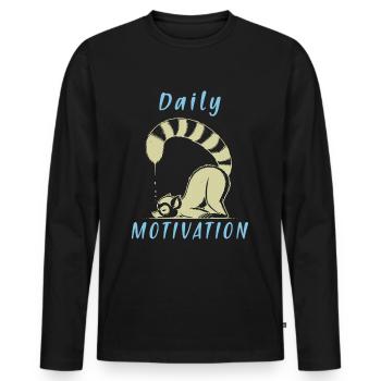 Daily Motivation Lemur - Mocassins Sommeil Fatigué - T-shirt manches longues Premium bio Homme - noir - Devant - Nico (187cm)