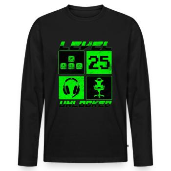25. Geburtstag Level 25 unlocked - Männer Premium Bio Langarmshirt - Schwarz - Vorne - Nico (187cm)