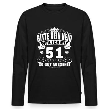 51. Geburtstag 51 Jahre Spruch - Männer Premium Bio Langarmshirt - Schwarz - Vorne - Nico (187cm)