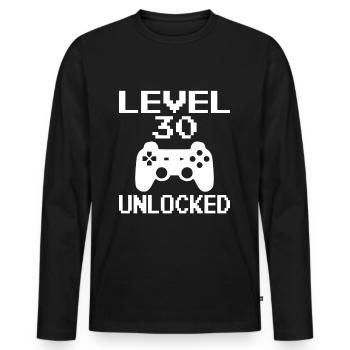 30th Birthday Gamer Gamer Level 30 Unlocked - Men's Premium Organic Long Sleeve Shirt - black - Front - Nico (187cm)
