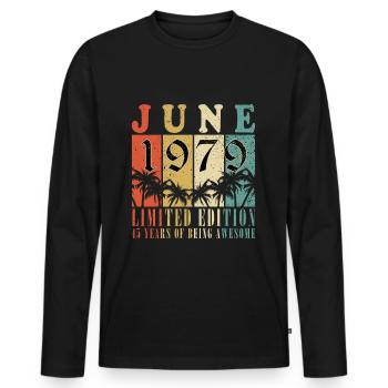 Juin 1979 Vintage Vintage Cadeau d’anniversaire - T-shirt manches longues Premium bio Homme - noir - Devant - Nico (187cm)