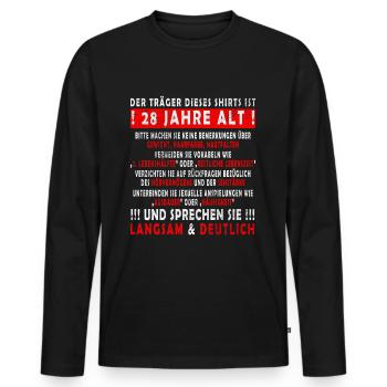 28. Geburtstag 28 Jahre Spruch - Männer Premium Bio Langarmshirt - Schwarz - Vorne - Nico (187cm)