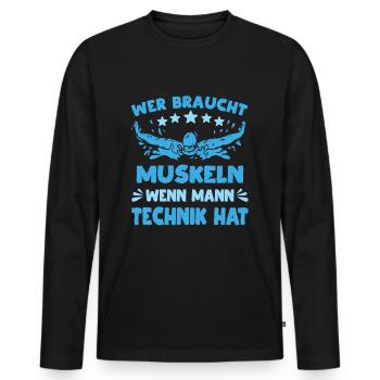 Schwimmunterricht Wassersport Rettungsschwimmer - Männer Premium Bio Langarmshirt - Schwarz - Vorne - Nico (187cm)