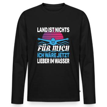 Wassersportler Schwimmbad Schwimmen - Männer Premium Bio Langarmshirt - Schwarz - Vorne - Nico (187cm)
