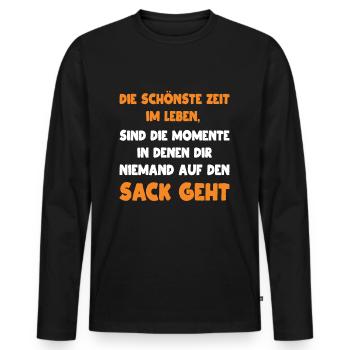 Lass mich in Ruhe - Männer Premium Bio Langarmshirt - Schwarz - Vorne - Nico (187cm)