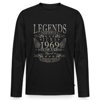 55e anniversaire 55 ans juin 1969 - T-shirt manches longues Premium bio Homme - noir - Devant - Nico (187cm)