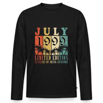 25e anniversaire 25 ans juillet 1999 - T-shirt manches longues Premium bio Homme - noir - Devant - Nico (187cm)