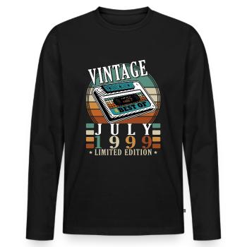 25e anniversaire 25 ans juillet 1999 - T-shirt manches longues Premium bio Homme - noir - Devant - Nico (187cm)
