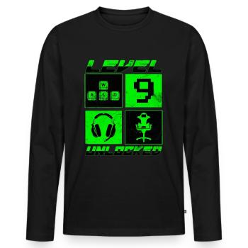 Chemise débloquée de niveau 9 Chemise du 9e anniversaire - T-shirt manches longues Premium bio Homme - noir - Devant - Nico (187cm)