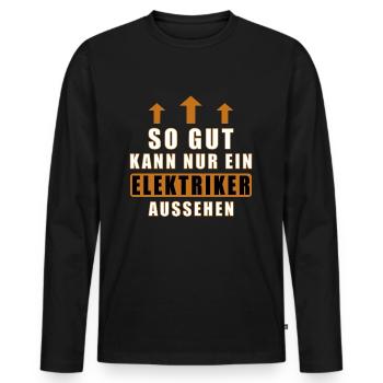 gut aussehen elektriker weiss - Männer Premium Bio Langarmshirt - Schwarz - Vorne - Nico (187cm)