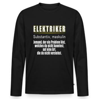 Elektriker Definition - Männer Premium Bio Langarmshirt - Schwarz - Vorne - Nico (187cm)
