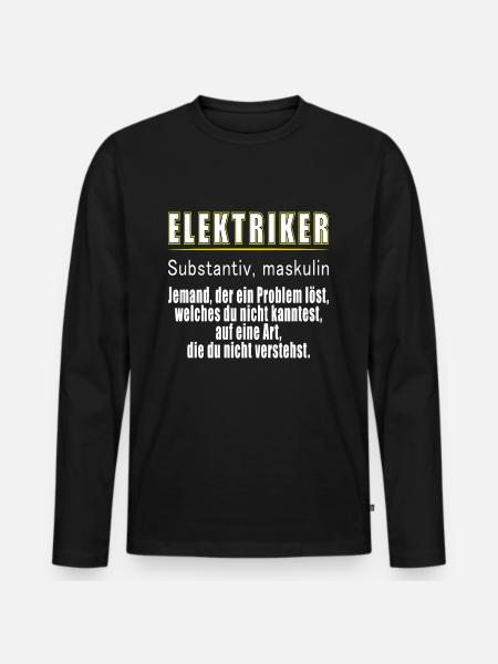 Elektriker Definition - Männer Premium Bio Langarmshirt - Schwarz