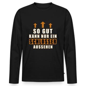so gut kann nur ein Schlosser aussehen - Männer Premium Bio Langarmshirt - Schwarz - Vorne - Nico (187cm)