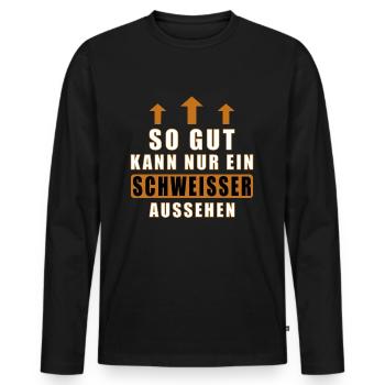 so gut kann nur ein Schweißer aussehen - Männer Premium Bio Langarmshirt - Schwarz - Vorne - Nico (187cm)