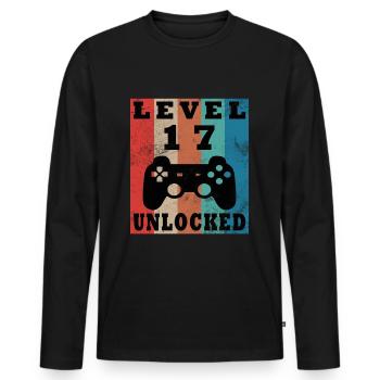 Men's Level 17 Unlocked Birthday Shirt Gamer - Men's Premium Organic Long Sleeve Shirt - black - Front - Nico (187cm)